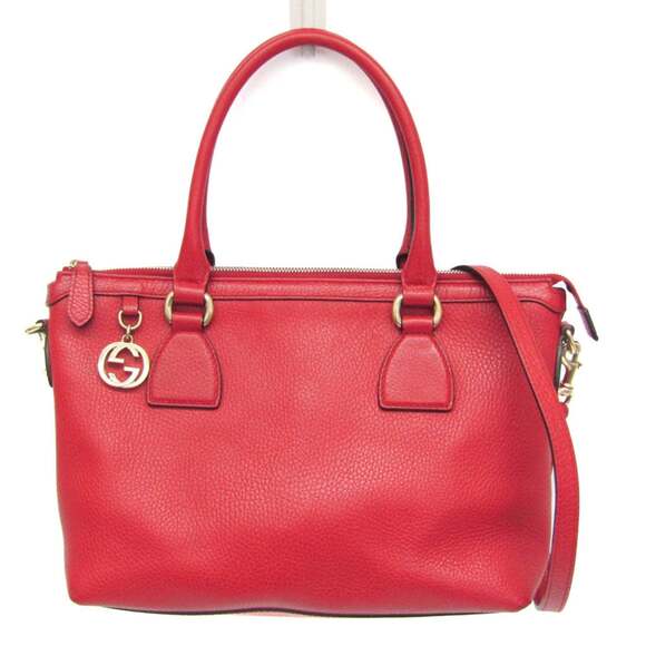 GUCCI Handbags - Gucci Interlocking G 449659 Women's Leather Handbag,Shoulder Bag Red Color